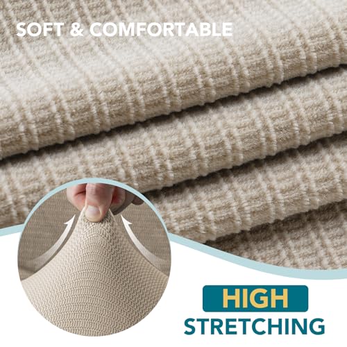 Sofa Cover 3 Piece T Cushion Loveseat Covers for 2 Cushion Couch Thick Velvet Couch Cover Stretch Furniture Covers with 2 Individual T Cushion Covers, Washable (2 Cushion Loveseat, French Oak) - color: French Oak, size: Loveseat (2 Cushion)