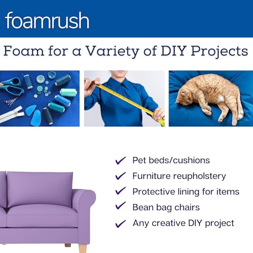 FoamRush 8" x 36" x 36" Premium Quality Upholstery Foam Cushion High Density (Chair Cushion Square Foam for Dining Chairs, Wheelchair Seat Replacement) - color: Premium High Density, size: 8" x 36" x 36"