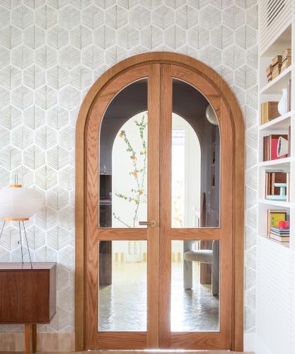 MelunMer Geometric Peel and Stick Wallpaper Boho Beige White 17.3''×118'' - color: Beige, size: 118"×17.3" (14.2 sq.ft)