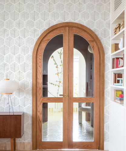 MelunMer Geometric Peel and Stick Wallpaper Boho Beige White 17.3''×591'' - color: Beige, size: 591"×17.3" (70.95 sq.ft)