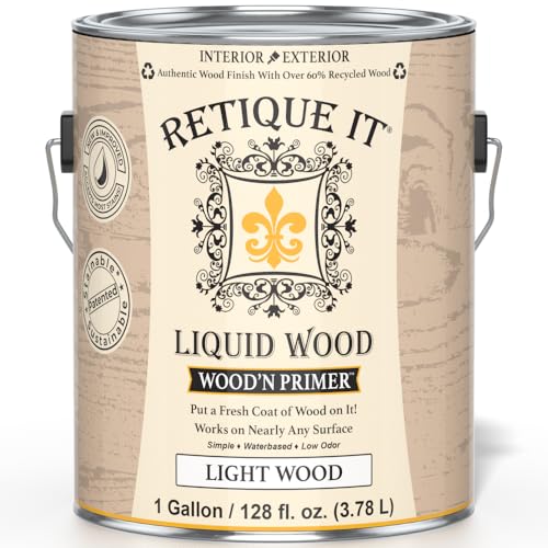 Retique It Wood'n Primer - Paint it then stain it - Stainable Wood Fiber Paint (Light Wood, X-Large) - color: Light Wood, size: 128 Fl Oz (Pack of 1)
