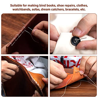 WUTA Leather Sewing Kit, Leather Stitching Kit with Sewing Awl, Needles, Waxed Thread, Upholstery Repair Kit, Heavy Duty Sewing Tools for Hand Stitching Car Seats, Sofa, Carpets, Shoes, DIY Craft - color: Set a