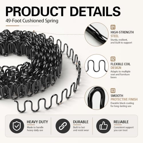 45 Feet Zig Zag 8 Gauge Upholstery Springs Couch Springs Roll Cuttable Upholstery Springs Roll - size: 0.15in