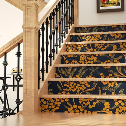Blue Boho Floral Peel and Stick Wallpaper 17.5" x 393.5" - color: Blue, size: 393.5" x 17.5"