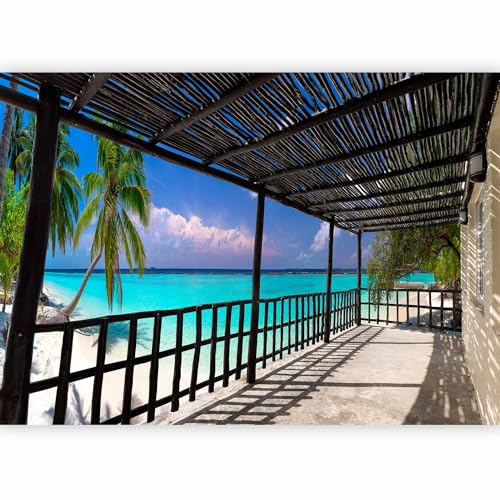 artgeist - Peel and Stick Wall Mural, Living Room Tropical Island 77x55 in - color: #06, size: 55"x77"