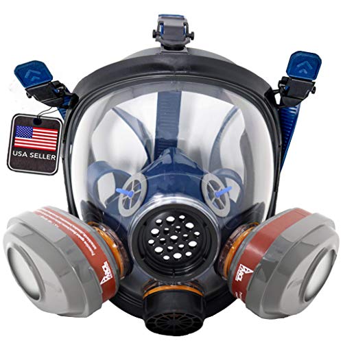 Parcil Distribution Full Face Respirator Mask - Air Purifying, Organic Vapor & Particulate - Industrial Use - CE Tested - color: Pt-101 Clear
