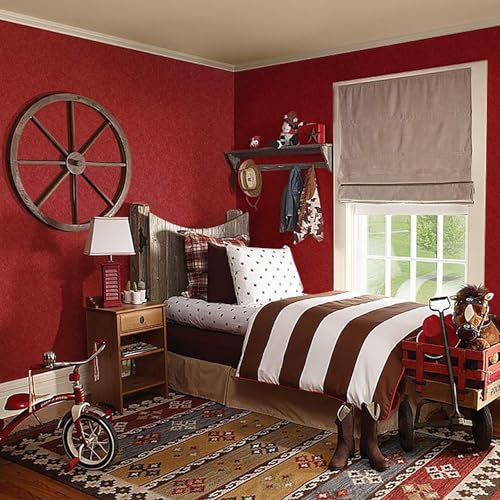 Dark Red Peel and Stick Self Adhesive Wallpaper Embossed Silk Contact Paper - color: Drak Red, size: 15.7" x 118"