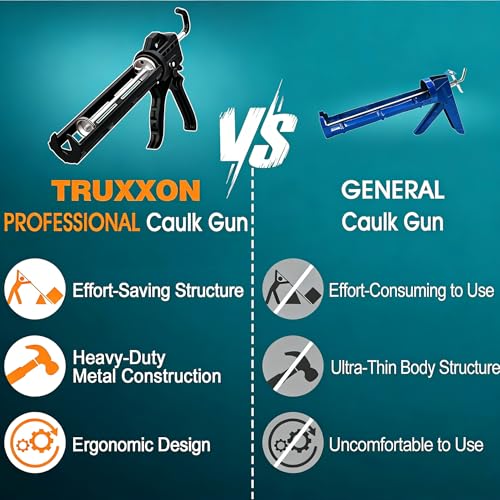 2026 One-Touch Drip-Free Caulk Gun | Effortless & Professional Design with Heavy-Duty Metal Body, 18:1 Thrust Ratio | For 9, 10, 11 oz Silicone Tubes Black - color: 3- Mix Black