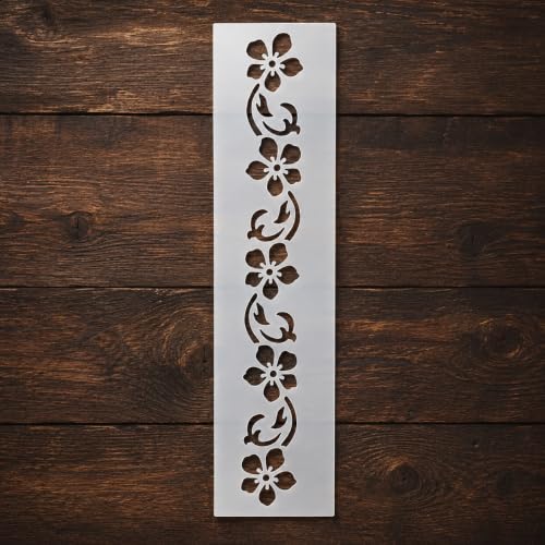 Flower Border Stencil Template - Reusable Flower Decorative Stencils for Painting on Wood, Glass, Wall Rock, Walls, Canvas, Glassware, Spray Painting, Airbrushing, Wall Painting (2.5x10 Inch)