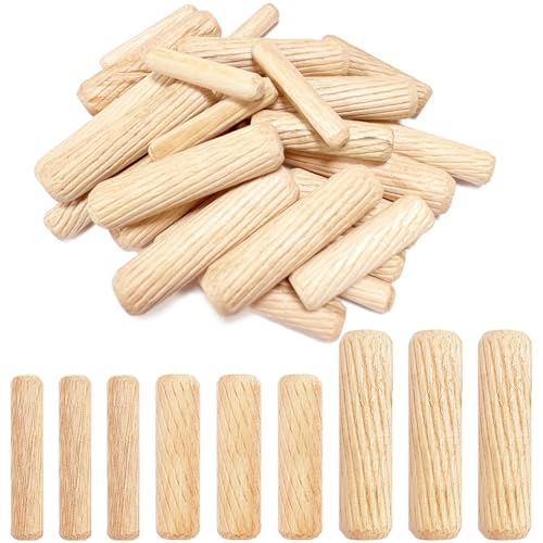 30Pcs Wooden Dowels Assorted, M6 M8 M10 Fluted Wood Dowel Pins, Hard Wood Grooved Plug, 1/4 5/16 3/8 Inch Furniture Woodwork Straight Grooved Dowel for Crafts, Furniture, DIY, Carpentry (6mm 8mm 10mm) - size: 3 Sizes(M6 M8 M10)