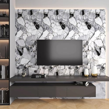FunStick 24"x200" White Black Grey Marble Counter Top Peel and Stick Contact Paper Waterproof Self Adhesive Stone Marble Wallpaper Peel and Stick Countertops for Kitchen Vinyl Wrap for Cabinets Desk - size: 24" x 200"