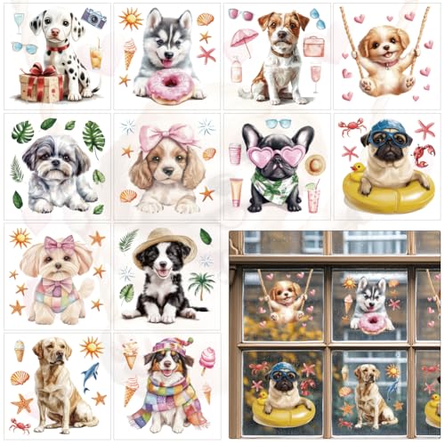 12 Sheets Cartoon Dog Rub on Transfers Furniture and Crafts Cute Pet Furniture Decals for Glass Cute Dog Cup Wrap Transfer Sticker Waterproof Rub Decals for Cup Glass Craft 5.5 x 5.5 Inch - style: Cat and Dog