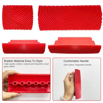Wood Grain Tool Set, 6 Pcs 7" Fake Wood Grain Roller Painting Tool - size: 6pcs,W01