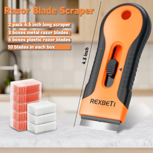 REXBETI Razor Blade Scraper Tool, Paint, Windows, Glass Stovetop Scraper - size: 2