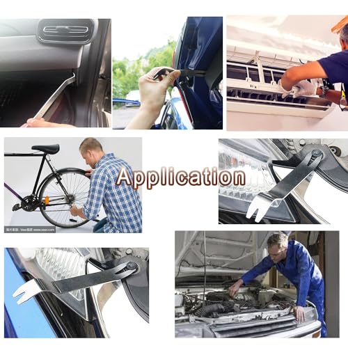 Auto Trim Removal Tool Set Stianless Steel, 6pcs Fastener Remover Tool kit, Metal Pry Tool Kit for Car Door Panel & Audio Stereo, Dashboard Removal Kit, Interior & Interior Trim Puller