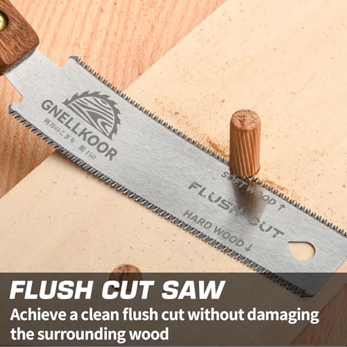 Japanese Flush Saw, 6 In Ryoba Hand Pull Saw of 17/20 TPI Professional Rip, Cross & Flush Cut Tool to Help Carpenter for achieve Soft Hard Woods Cutting Quickly Accurately Without Scratches - style: 6 Inch (150mm) Flush Cut Saw