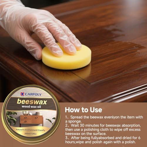 Non-Toxic Wood Wax for Furniture，Clear Protective Finish, 7 Oz