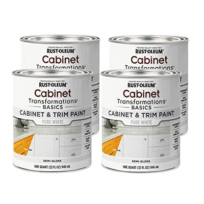 Rust-Oleum Cabinet Transformations & Trim Paint, Pure White, Quart - color: Pure White, size: 32 Fl Oz (Pack of 4)