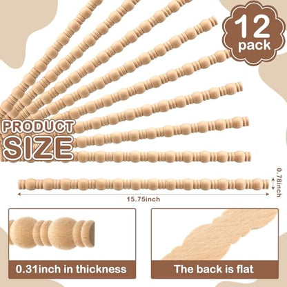 Nuanchu 12 Pcs Unfinished 3D Wood Trim Decor, Gourd Line, 20mm - size: 20mm, style: Gourd Line