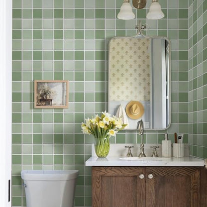 Commomy Matte 3D Peel and Stick Backsplash,Sage Green,10 Pcs 11.8"x11.8" - color: Gradient Sage Green