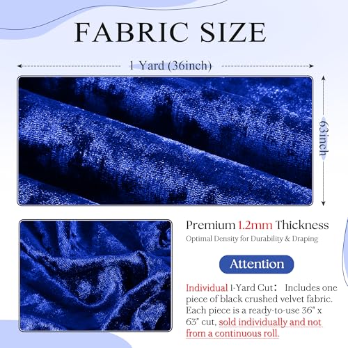 1 Yard 63" Wide Royal Blue Stretch Crushed Velvet Fabric - color: Royal Blue, size: 1 Yard