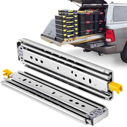 with Lock Heavy Duty Drawer Slides 12 14 16 18 20 22 24 26 28 30 32 34 36 40 44 48 52 56 60 Inch 410 Lbs Side Mount Full Extension Ball Bearing Rails Rail Tool Box Runner-W:76mm, 32 Inch - size: 32 Inch, style: Load:500 lb (With lock) -W:76mm