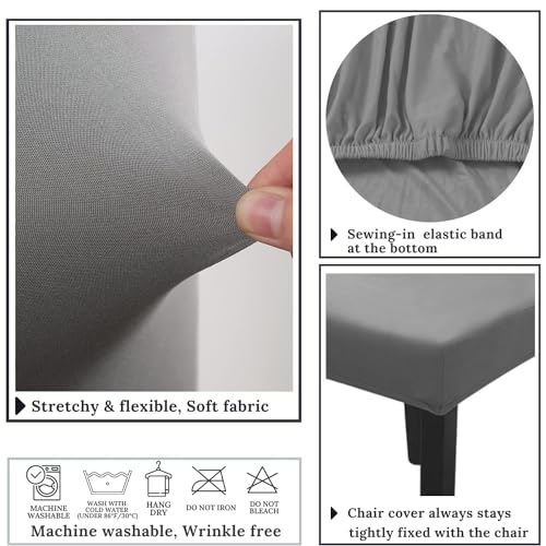 Stretch Chair Covers Slipcovers Set of 4 Light Grey Stretchable Dining Chair Slipcover Washable Removable for Kitchen,Hotel,Restaurant - color: Light Grey, size: 4