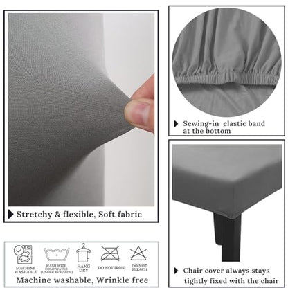 Stretch Chair Covers Slipcovers Set of 4 Light Grey Stretchable Dining Chair Slipcover Washable Removable for Kitchen,Hotel,Restaurant - color: Light Grey, size: 4