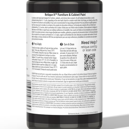 Retique It Chalk Furniture Paint, 32 Fl Oz (Pack of 1), 08 Midnight Black - color: 08 Midnight Black, size: 32 Fl Oz (Pack of 1)