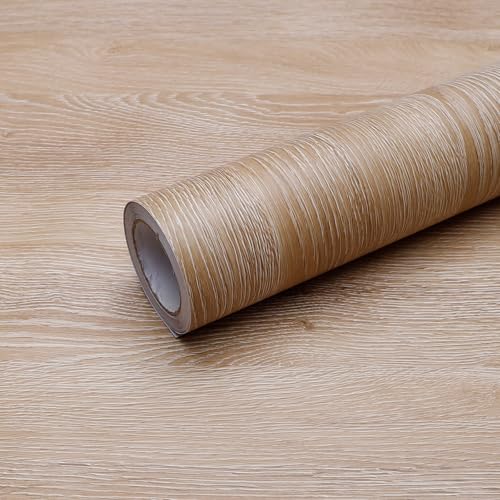 Peel and Stick Wallpaper Contact Paper Wood Natural Oak Wood Grain Contact Paper Thicken Textured for Cabinets and Drawers Countertops Waterproof Self Adhesive Vinyl 17.7x196 - color: Natural Oak, size: 17.7"W x 196"L