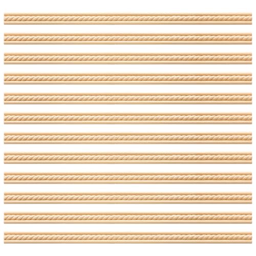 Nuanchu 12 Pcs Unfinished 3D Wood Trim Decor, Rectangular and Twisted, 20mm - size: 20mm, style: Rectangular and Twisted