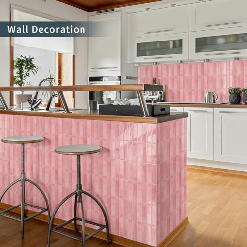 10 Sheets Upgraded Thicker Design Subway Tile Peel and Stick Backsplash - color: Pink