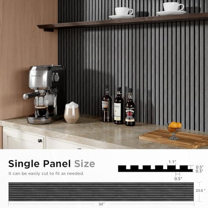 SMARTSTANDARD Wood Slat Acoustic Wall Panels 2 Pack 94"x23.6" Dark Gray - color: Dark Gray, size: 94.5" x 48"