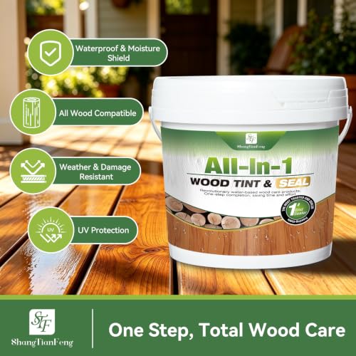 Advanced Red Wood Stain & Sealer 1Gallon/128oz, Non-Toxic Waterproof Wood Finish, Flexible Crack & Weather Resistant Wood Treatment to Highlight Natural Wood - color: Red Wood, size: 1Gallon/128oz
