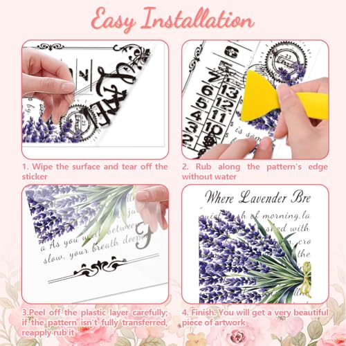 Peacoblue Vintage Lavender Rub On Transfers for Furniture Craft 6"x12" - style: Vintage Lavender and Text