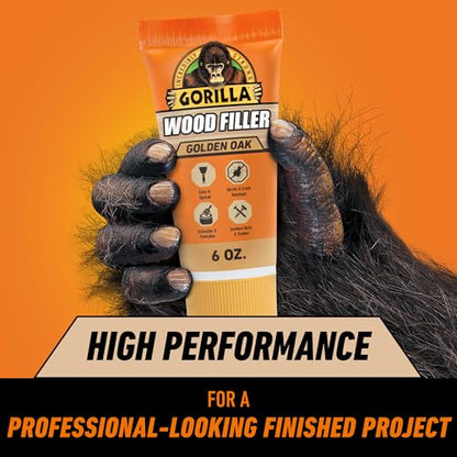 Gorilla Wood Filler, Golden Oak, Water Resistant, 6 oz Tube, 2-Pack - color: Golden Oak, size: 2 - Pack
