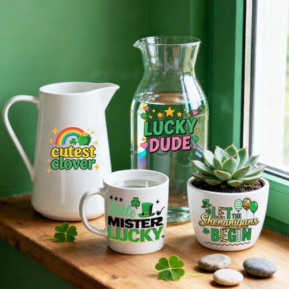 Peacoblue St. Patrick's Words Rub On Transfers for Craft, Transfer Sticker - style: St. Patrick'S Day Art Words