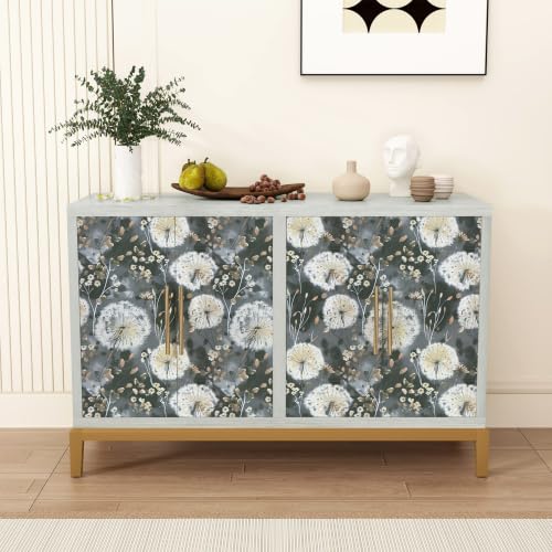 Nukofal Dandelion Wallpaper Peel and Stick Floral Wallpaper 16.9"x118.1" - color: Dark Gray, size: 16.9" x 118.1"