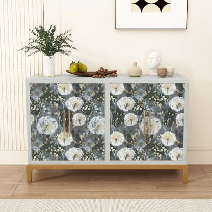 Nukofal Dandelion Wallpaper Peel and Stick Floral Wallpaper 16.9"x118.1" - color: Dark Gray, size: 16.9" x 118.1"