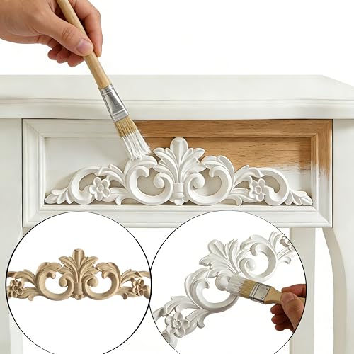 Nsrisml Wooden Decals Trim Rosette Inlays, Wood Appliques Onlays for Wall Cabinet Dresser Staircase DIY Projects(8Pcs, 7.87") - color: 8-pack, size: 20x5cm/7.87" x1.97"