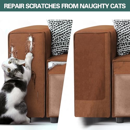 Azobur Couch Patch Repair Fabric,Microfiber Fabric, Self-Adhesive, for Sofa Repair and Upholstery, 2 Pieces, 9.5 x 11 inches (Brown) - color: Brown, size: 9.5" x 11"-2 PCS