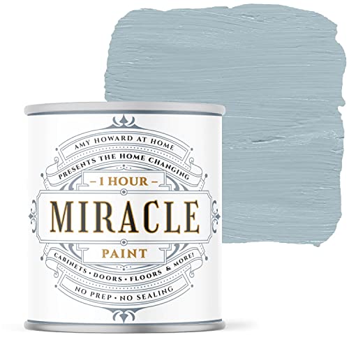 AMY HOWARD AT HOME - One Hour Miracle Paint - Water-Based Enamel - Scrubbable Eggshell Finish Furniture, Cabinets, Trim and More - All In One - No Stripping, Sanding, or Priming - 32 OZ - Ambala Blue - color: Ambala Blue