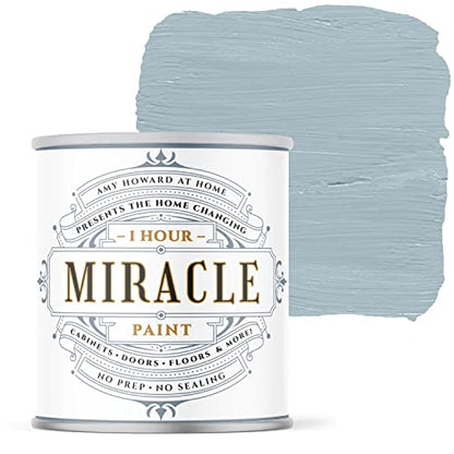 AMY HOWARD AT HOME - One Hour Miracle Paint - Water-Based Enamel - Scrubbable Eggshell Finish Furniture, Cabinets, Trim and More - All In One - No Stripping, Sanding, or Priming - 32 OZ - Ambala Blue - color: Ambala Blue