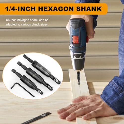 3-Piece Self Centering Drill Bit Set, Ultra-Hard Steel VIX Bit with Hex Key