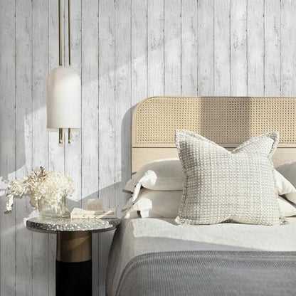 LXCREAT Wood Butcher Block Contact Paper, Shiplap Peel and Stick Wallpaper - color: White, size: 17.5" x 118"