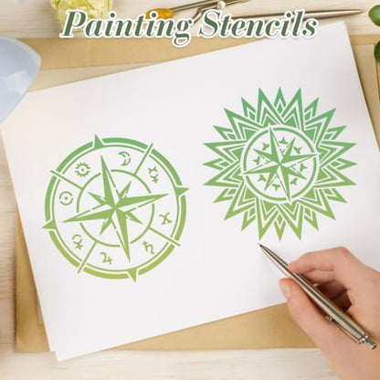 Sun Moon Stencils for Crafts Reusable 20Pcs Stencils(5.9X5.9 Inch) - color: Moon 2