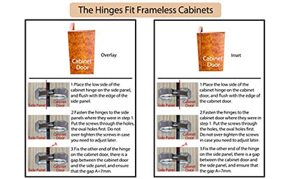 8-Pack Soft Close Hidden Hinges for Cabinet Doors Frameless Slow Close Cabinet Hinges 4" Concealed Surface Mount Hinges - size: 8 Pack