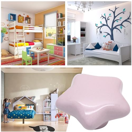 2pcs Ceramic Star Light Pink Drawer Knobs for Kids - color: Light Pink + Star Shape, size: 2 Pack