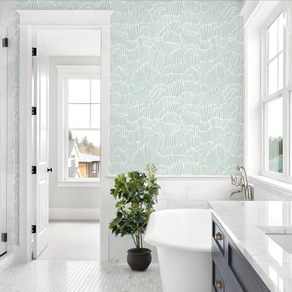 Guvana Green Wallpaper Peel and Stick Modern Contact Paper - color: Green and White, size: 17.3" x 118"