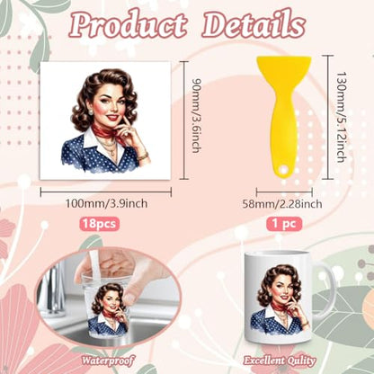 Peacoblue Retro Pinup Girl Rub On Transfers for Craft, Transfer Sticker - style: Retro Pinup Girl 1950s